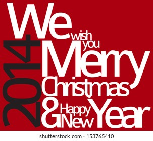 Abstrakte, Vektorrote Typografie Weihnachtskarte - Weihnachtswörter