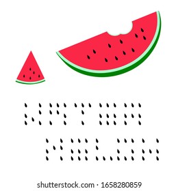 Abstrakte Vektorillustration, roter Wassermelon, Slice und Saatgut auf weißem Hintergrund