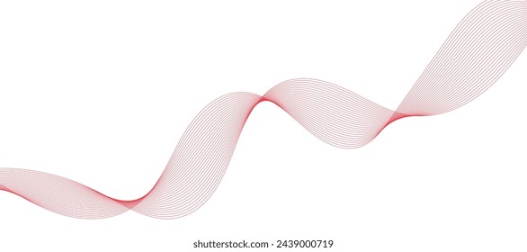 abstract vector red wave lines on white background