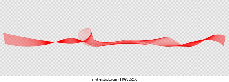 Abstract vector red wave silk or satin fabric on transparent background for grand opening ceremony or other occasion