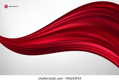 Abstract vector red wave silk or satin fabric on white background for grand opening ceremony or other occasion