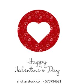 Abstract vector red white card with hearts on Valentine's Day