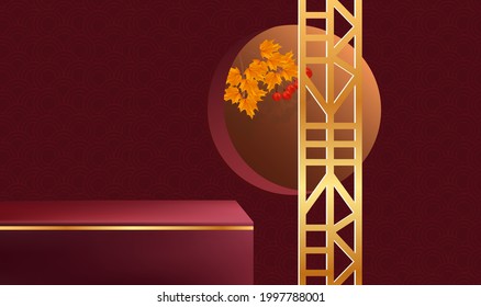 Abstract vector rendering 3d shape for placing the product display with copy space.