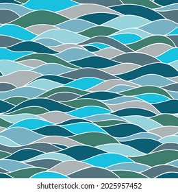 Abstract Vector Repeated Seamless Design with Blue and Green Elements.
