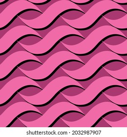 Abstract Vector Repeated Seamless Design. Pink Waves.