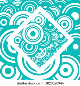 Abstract Vector Retro Background with Blue and White Circles on Square
