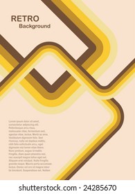 Eine abstrakte Vektorgrafik mit Retrohintergrund in Braun- und Gelbtönen mit Kopienraum