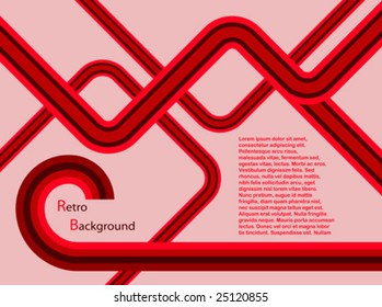 An abstract vector retro background illustration in shades of red with room for copy