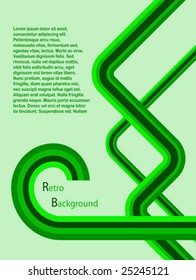 An abstract vector retro background illustration in shades of green with room for copy