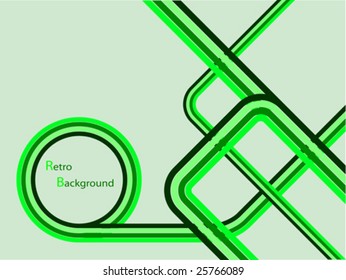 An abstract vector retro background illustration in shades of green with room for copy