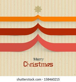 Abstract Vector Retro Christmas Background - Tree Made from Paper on Recycled Paper