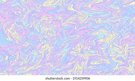 Abstract vector retro iridescent pastel color in liquid marble free flow pattern background.