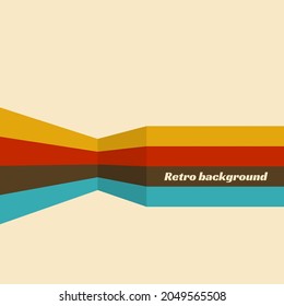 Resumen del fondo vectorial retro vintage en estilo 70. Afiche con líneas coloridas, rayas. 