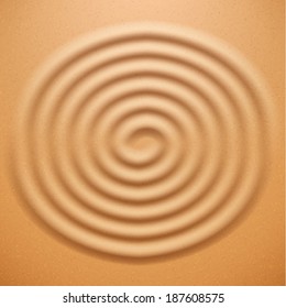 Abstract vector ripple spiral drawing on the sand