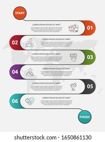 Abstract vector road timeline infographic. Vector illustration with 6 labels. Six steps for diagrams, flowchart, timeline