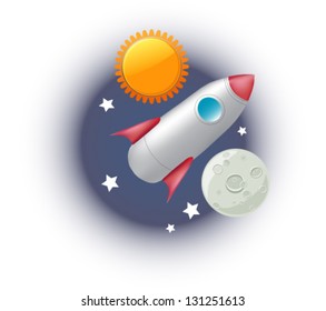 Abstract vector rocket and the moon