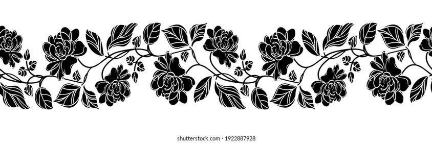Abstract vector rose flower border