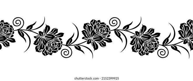 Abstract vector rose flower border