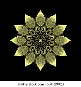 Abstract vector rosette, tracery pattern.