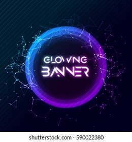 Abstract vector round banner. Glowing circle shining shape. Creative banner design