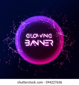Abstract vector round banner. Glowing circle shining shape. Creative banner design.