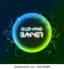 Abstract vector round banner. Glowing circle shining shape. Creative banner design.