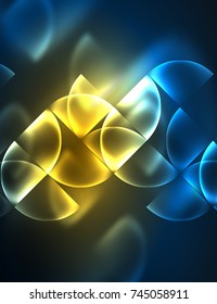 Abstract vector round banner, glowing round elements, geometric shape abstract background