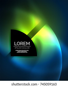 Abstrakter Vektorrundbanner, leuchtende runde Elemente, abstrakter geometrischer Hintergrund, grüne und blaue Farben