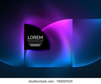 Abstract vector round banner, glowing round elements, geometric shape abstract background, purple color