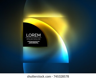 Abstract vector round banner, glowing round elements, geometric shape abstract background