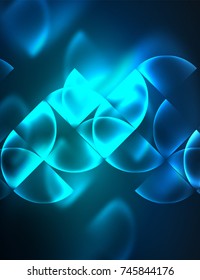 Abstract vector round banner, glowing round elements, geometric shape abstract background, blue color