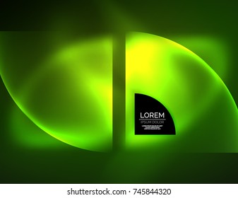 Banner redondo vector abstracto, elementos redondos brillantes, fondo abstracto de forma geométrica, color verde
