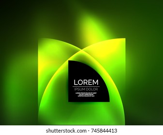Abstract vector round banner, glowing round elements, geometric shape abstract background, green color