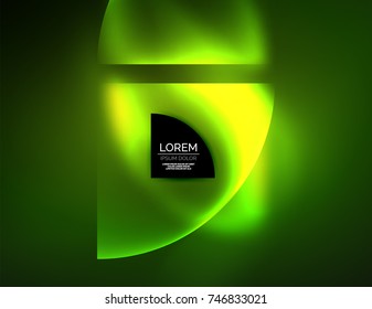 Abstrakter Vektorrundbanner, leuchtende runde Elemente, abstrakter geometrischer Hintergrund, grüne Farbe