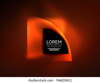 Abstract vector round banner, glowing round elements, geometric shape abstract background, red and orange colors