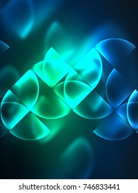 Abstract vector round banner, glowing round elements, geometric shape abstract background, blue color