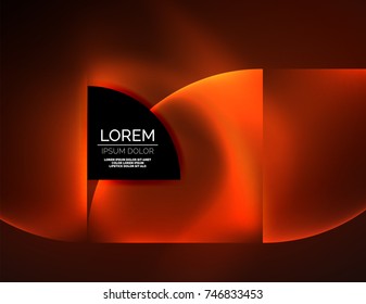 Abstract vector round banner, glowing round elements, geometric shape abstract background, red and orange colors