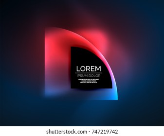 Abstract vector round banner, glowing round elements, geometric shape abstract background, red blue colors
