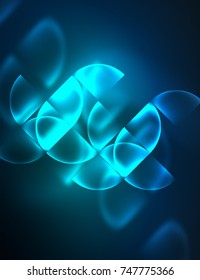Abstract vector round banner, glowing round elements, geometric shape abstract background, blue color