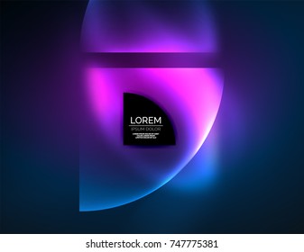 Abstract vector round banner, glowing round elements, geometric shape abstract background, purple color