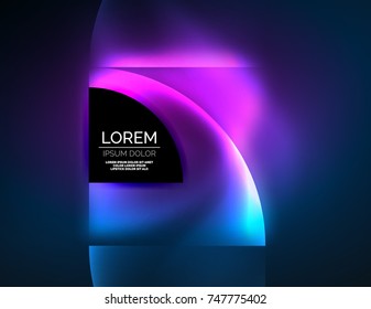 Abstract vector round banner, glowing round elements, geometric shape abstract background, purple color