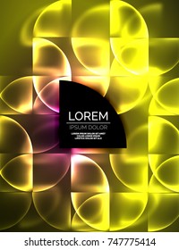 Abstract vector round banner, glowing round elements, geometric shape abstract background