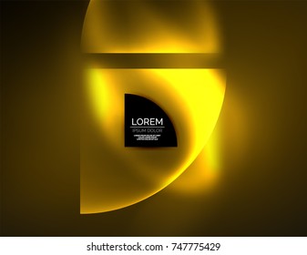Abstrakter Vektorrundbanner, glühende runde Elemente, abstrakter geometrischer Hintergrund, goldgelbe Farbe