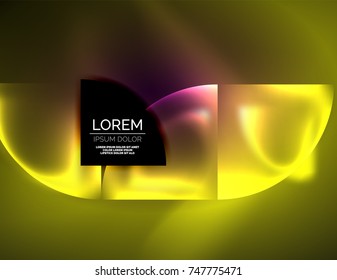 Abstract vector round banner, glowing round elements, geometric shape abstract background