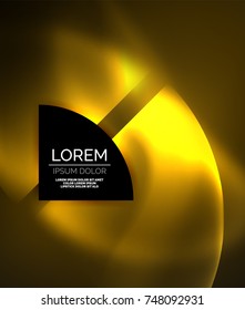 Abstract vector round banner, glowing round elements, geometric shape abstract background, golden yellow color