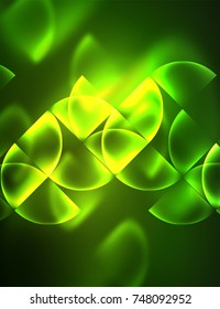 Abstract vector round banner, glowing round elements, geometric shape abstract background, green color
