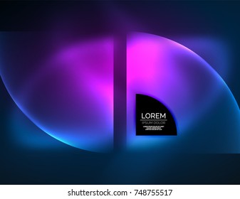 Abstract vector round banner, glowing round elements, geometric shape abstract background, purple color