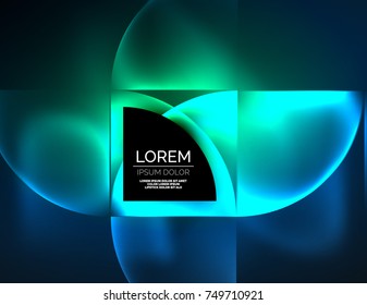 Abstract vector round banner, glowing round elements, geometric shape abstract background, blue color
