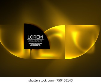 Abstract vector round banner, glowing round elements, geometric shape abstract background, golden yellow color