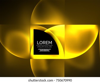 Abstract vector round banner, glowing round elements, geometric shape abstract background, golden yellow color